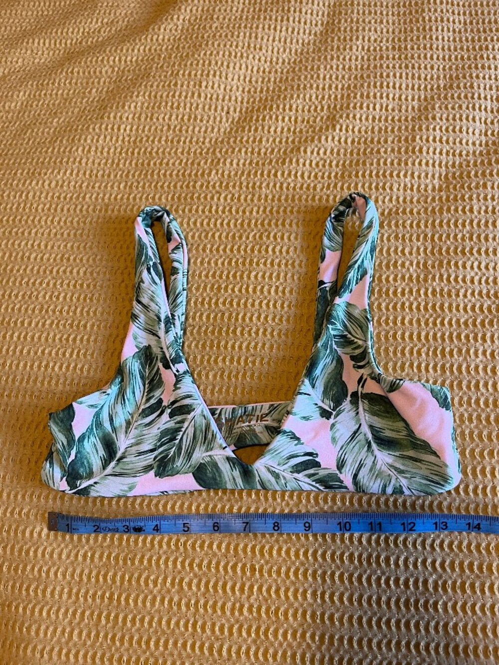 Skatie Swim Top - Sami Green Leaf Pattern - Green/Pink - Large